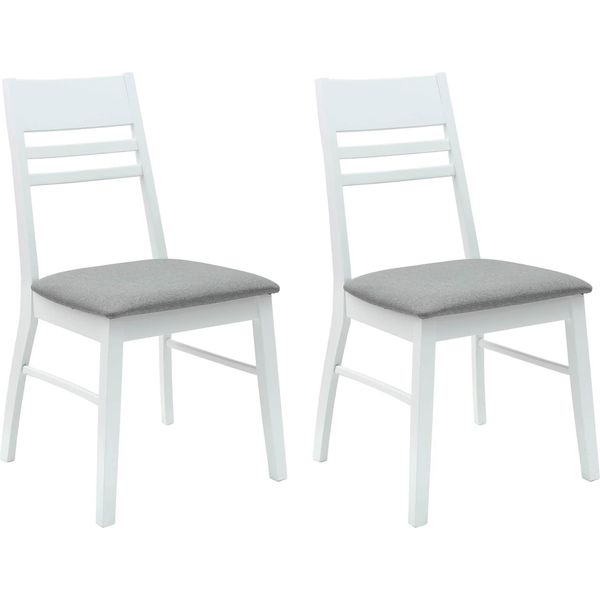 Vidaxl Sedie Da Pranzo 2 Pezzi Bianco 43 X 54 X 89 Cm Legno Massiccio Di Gomma-image