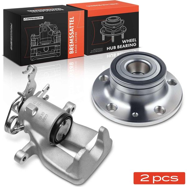 Frankberg 1X Pinza Freno + 1X Mozzo Ruota Asse Posteriore Sinistro Per Vw Caddy Iii 2CB 2CJ 2KB 2KJ 2004-2015-image