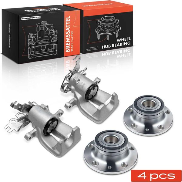 Frankberg 2X Pinza Freno + 2X Mozzo Ruota Asse Posteriore Sinistra Destra Per Vw Caddy Iii 2CB 2CJ 2KB 2KJ 2004-2015-image