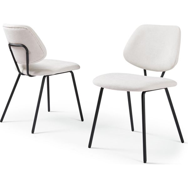 Sedia Da Pranzo 'KöMa' Set Di 2 Sedie Imbottite Con Struttura In Metallo E Tessuto Beige-image