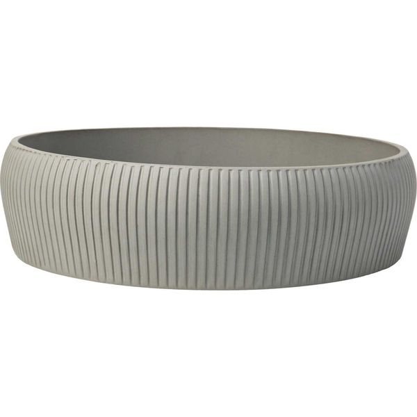 Vivanno Vaso Da Fiori In Fibra Di Vetro Eryna Vaso, Grigio Scuro Scanalato - 30X8 Cm-image