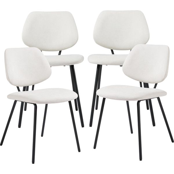 Sedia Da Pranzo 'KöMa' Set Di 4 Sedie Imbottite Con Struttura In Metallo E Tessuto Beige-image