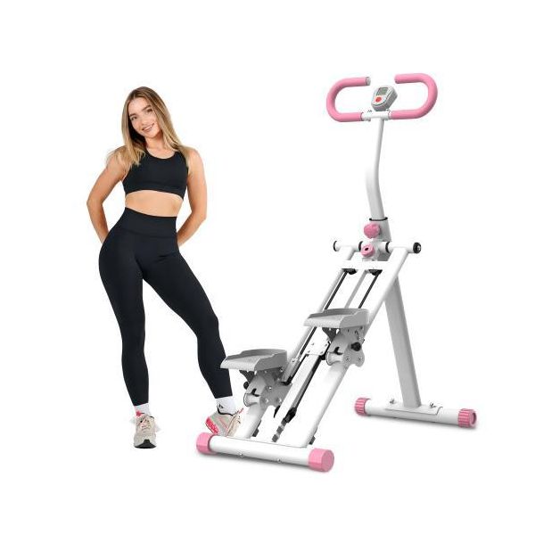 Aiorber Stair Stepper Con Resistenza Regolabile, Macchina Per Esercizi Domestici Con Display E Design Pieghevole - Rosa-image