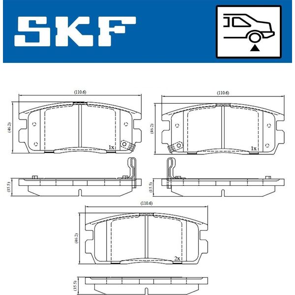 Skf Set Di Pastiglie Freno Pastiglie Freno Per Opel Antara Vkbp 90556 A-image