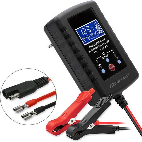Qoltec Charger For Agm Gel Std 6V 12V 2A Led Display-image