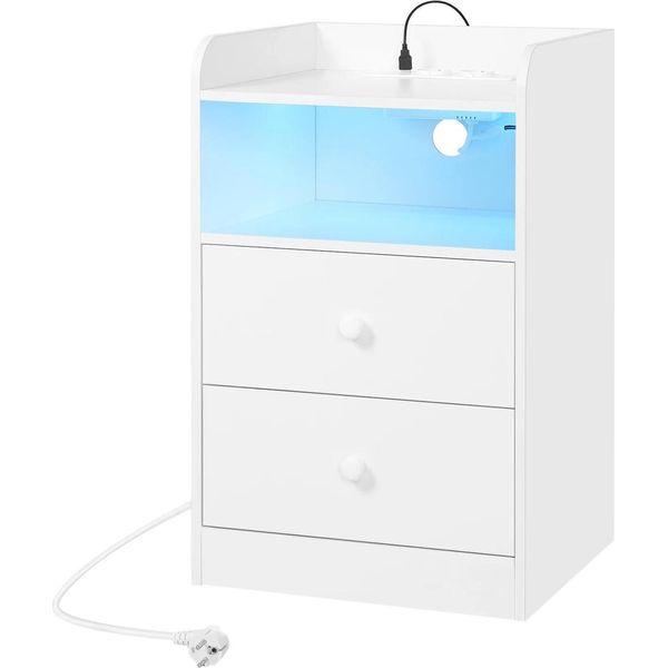 Comodino - Cassettiera Da Letto - 40 X 64 X 35 Cm - E1 Mdf - Con Cassetto - Portata 20 Kg - 1 Pezzo - Bianco-image