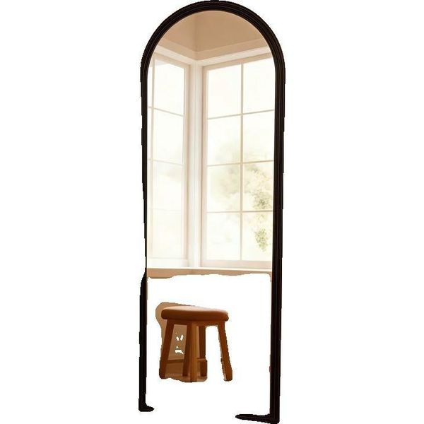 Specchio A Figura Intera, Cornice In Legno Massiccio, Uso Versatile, Nero, 160X50Cm-image
