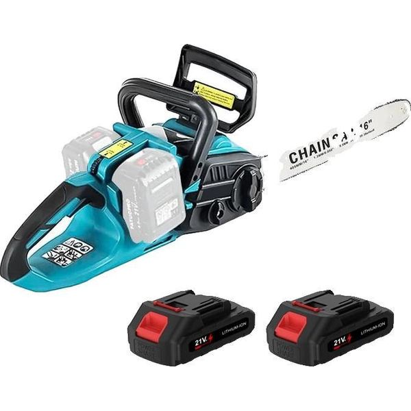Motosega Elettrica, Lunghezza Di Taglio 40 Cm, Funzionamento A Batteria, Con 2 Batterie, 16 Pollici, Due Batterie-image