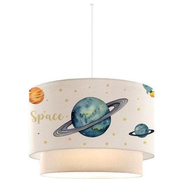 Sospensione Lampada Da Soffitto Per Bambini Saturno Bianca 30X20 Cm-image
