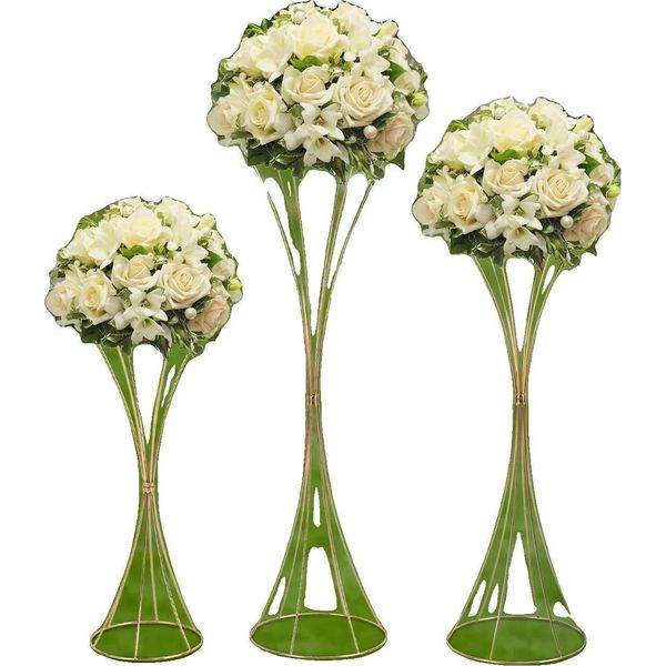 Set Di Portafiori, Design Decorativo Moderno, Struttura In Ferro Resistente, Oro-image