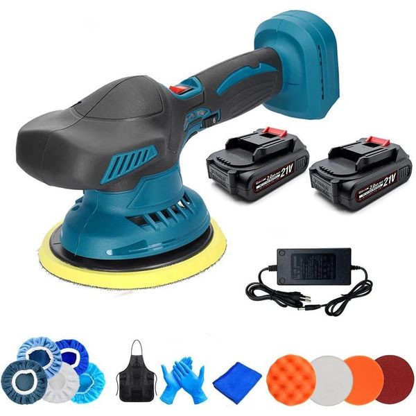 Lucidatrice Per Auto A Batteria, Velocità Regolabile, Design Leggero, 2 Batterie 1 Spina Ue-image