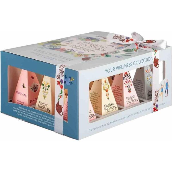Ets - Regalo Di Tè Con Fiocco "Collezione Di Tè Benessere"", Bio, 12 Bustine Piramidali"-image