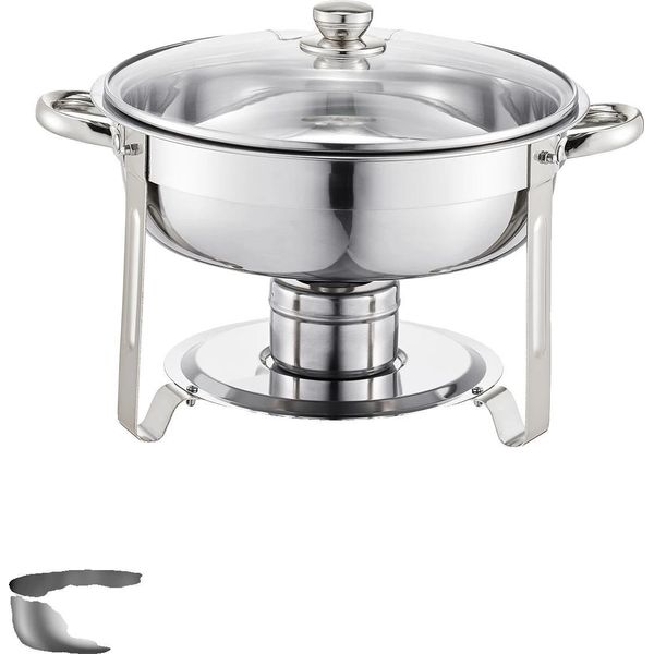 Chafing Dish, Capacità 5QT, Struttura In Acciaio Inox, Confezione Da 2 Pezzi Argento-image