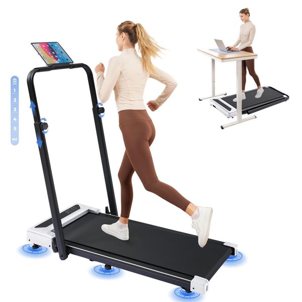 Gtplayer Walking Pad, Tapis Roulant Per Casa Pieghevole Con Display A Led E Telecomando, Bracciolo Regolabile In Altezza, Tapis Roulant Silenzioso 1-6Km/H, 2,5 Hp-image