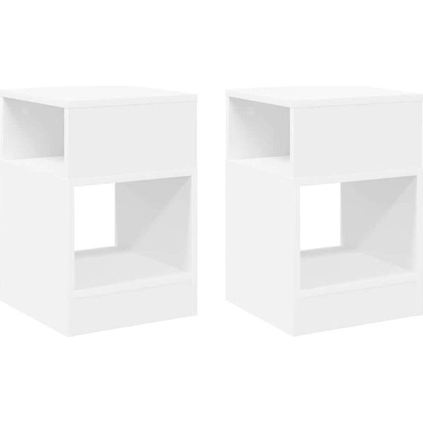 Syfax™ Tavolino 2 Pcs Bianco 30,5 X 30 X 45 Cm Legno Multistrato-image