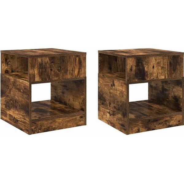 Syfax™ Tavolino 2 Pcs Rovere Fumé 40,5 X 40 X 45 Cm Legno Multistrato-image