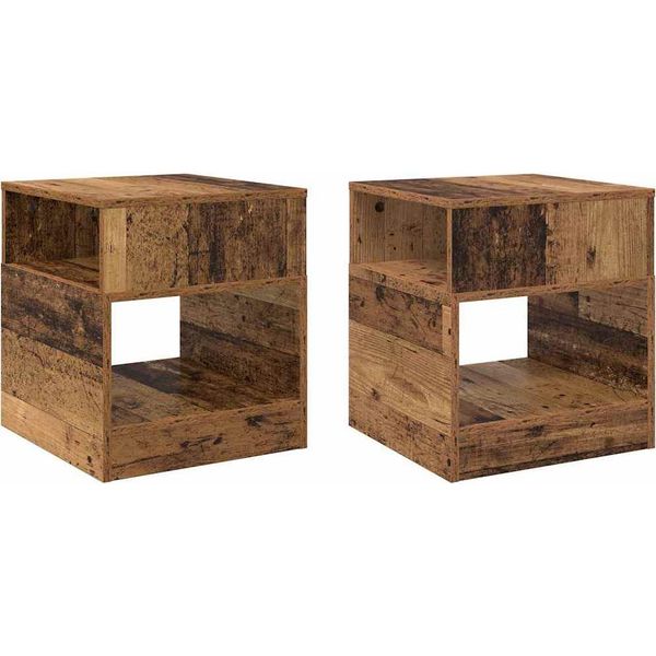 Vidaxl Tavolino 2 Pezzi In Legno Di Recupero 40,5 X 40 X 45 Cm Materiale A Base Di Legno-image