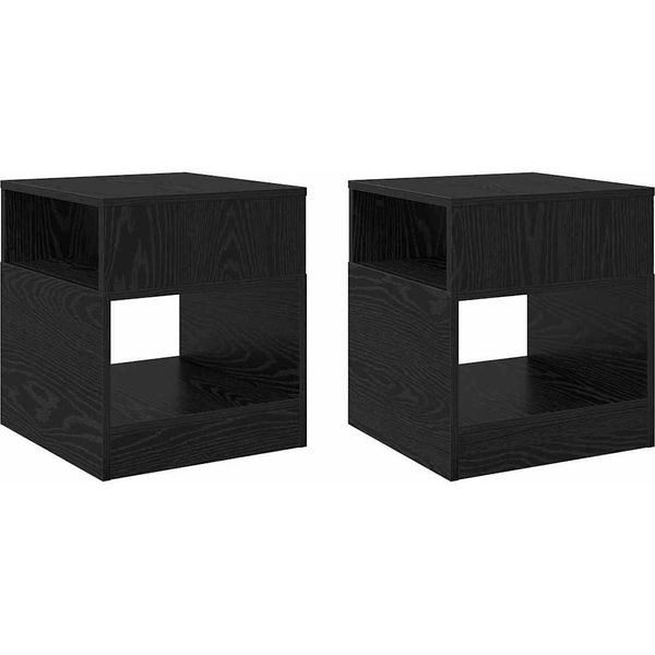 Syfax™ Tavolino 2 Pcs Rovere Nero 40,5 X 40 X 45 Cm Legno Multistrato-image