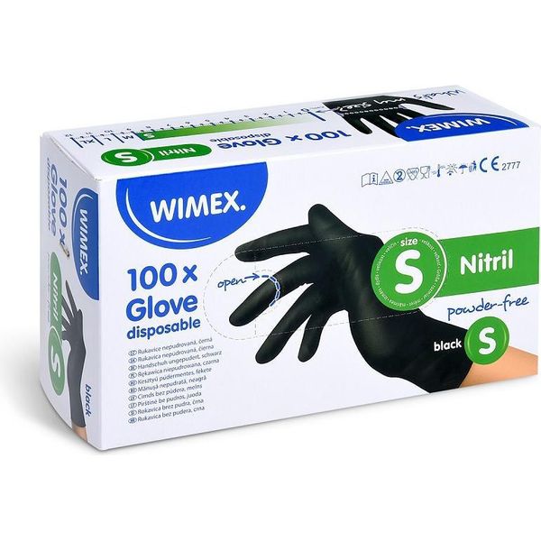 Guanti Monouso In Nitrile, Senza Polvere, Nero S (100 Pezzi Per Confezione) 68190-image