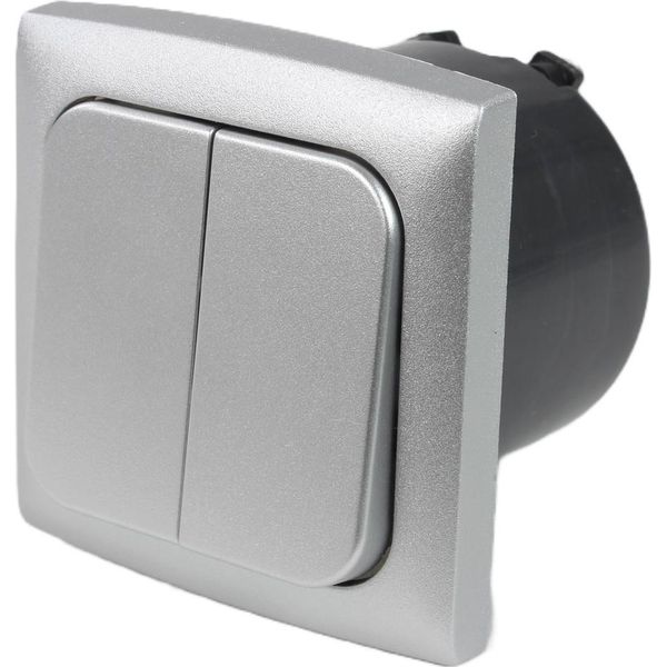 C-Line Presto Inprojal Cbe Interruttore Serie 12-230 Volt + Telaio + Presa Iso Camper Caravan Barca Argento-image