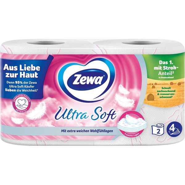 Carta Igienica Zewa Ultra Soft Con Strati Morbidi E Piacevoli Al Tatto A 4 Veli In Confezione Da 2 Pz-image