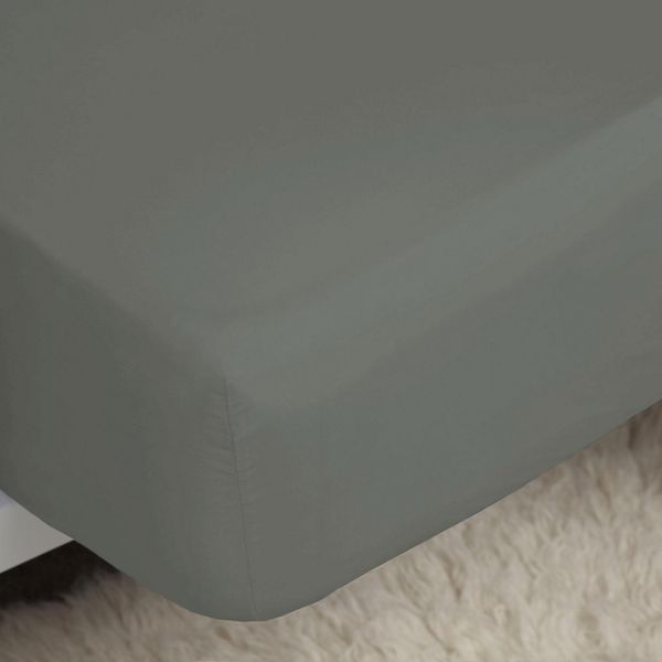 Lenzuolo Aderente In Percalle Belledorm, Easy-Care BM171 (Letto Singolo) (Grigio)-image