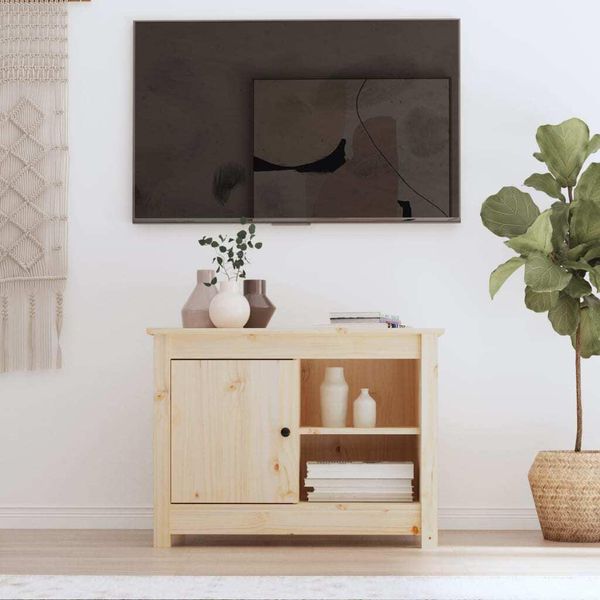 The Living Store Mobile Tv 70X36,5X52 Cm In Legno Di Pino Massiccio-image