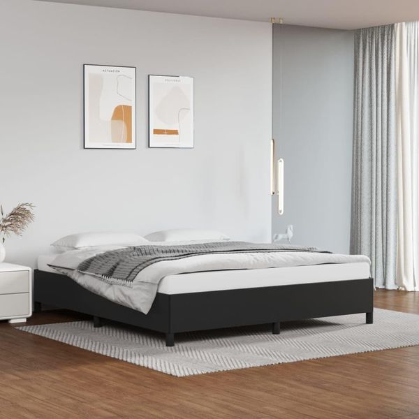 The Living Store Struttura Letto Nera 180X200 Cm In Ecopelle-image