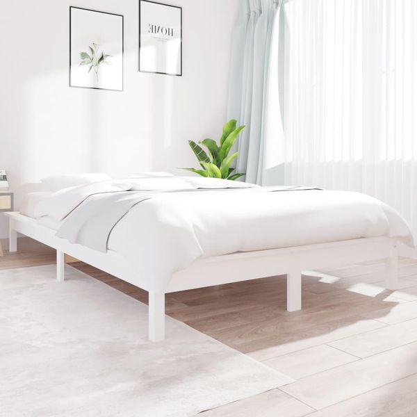 The Living Store Letto In Legno Massiccio Bianco 120X200 Cm Pino-image