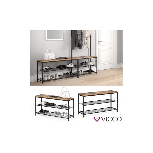 Vicco Schuhbank Fyrk Schuhregal 100Cm Schuhschrank SitzfläChe Sitzbank 2 Ablagen-image