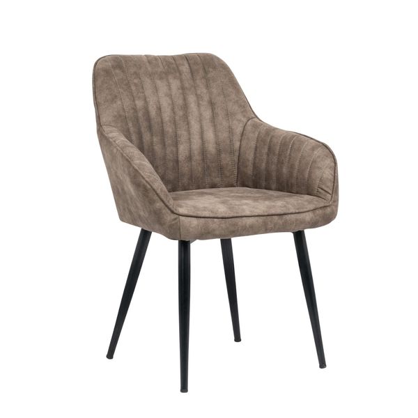 Riess-Ambiente Stuhl Turin - Armlehne Edel Vintage Taupe Ziersteppung Microfaser Metallbeine-image