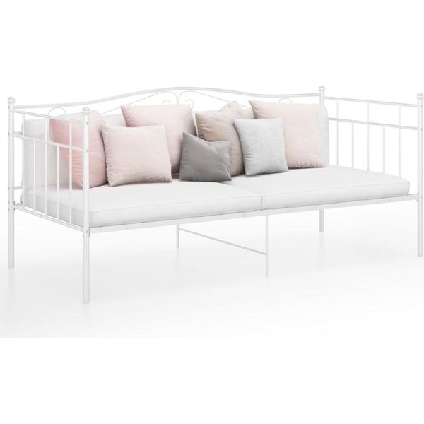 The Living Store Divano Letto Bianco Struttura Letto In Metallo 90X200 Cm-image