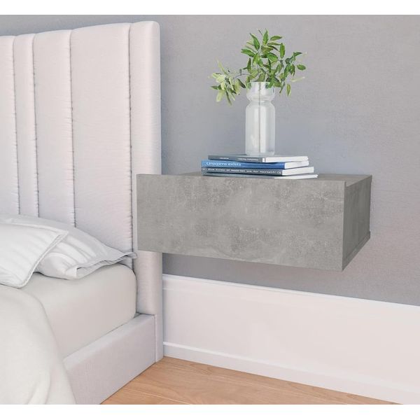 Maison Exclusive - Comodino Sospeso Grigio Cemento 40X30X15 Cm Materiale Ligneo-image