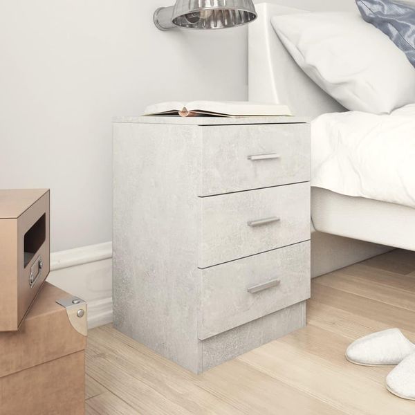 Maison Exclusive - Comodino Grigio Cemento 38X35X56 Cm Materiale Ligneo-image