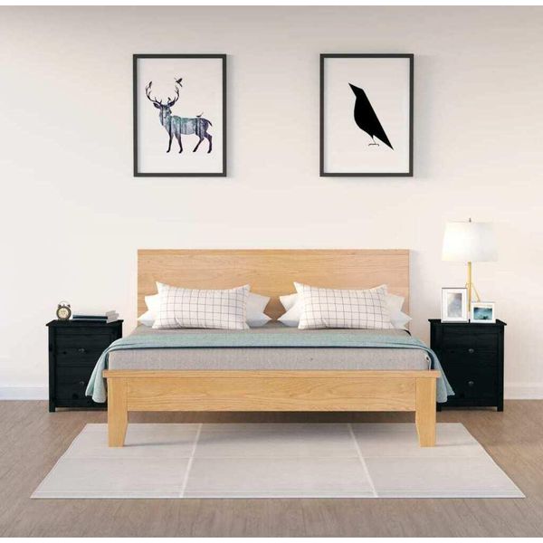 The Living Store Comodini 2 Pezzi Neri 50X35X61,5 Cm In Legno Di Pino Massiccio-image