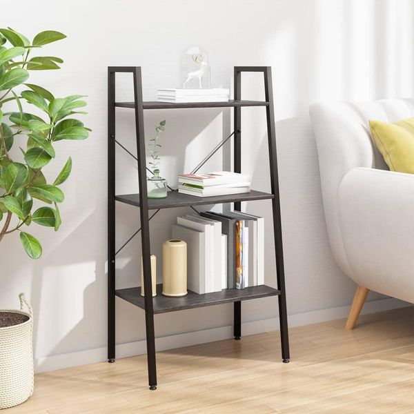 The Living Store Scaffale In Piedi Con 3 Ripiani Nero 56X35X108 Cm-image