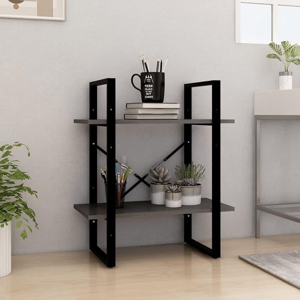 Vidaxl Libreria 2 Scomparti Grigio 60X30X70 Cm Pino Massiccio - Libreria - Librerie - Librerie - Librerie-image