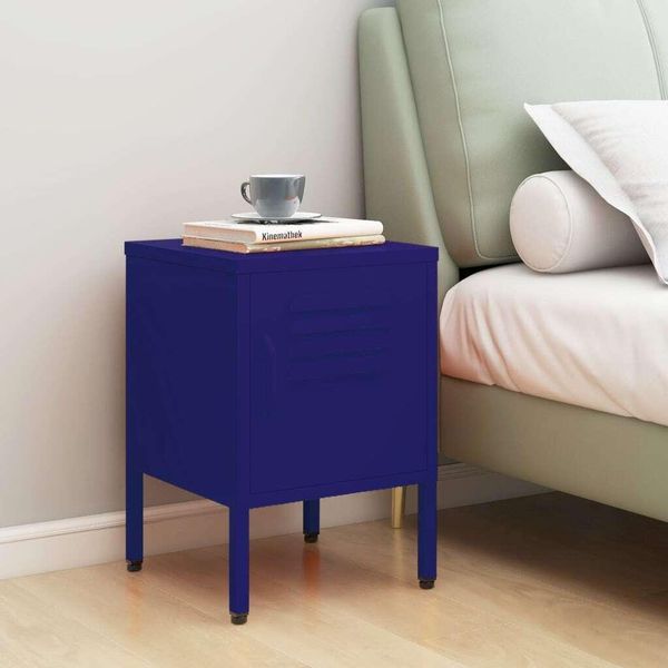 Maison Exclusive - Comodino Blu Navy 35X35X51 Cm Acciaio-image