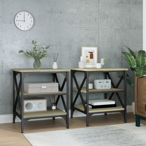 The Living Store Tavolini 2 Pz. Rovere Sonoma 40X42X50 Cm Materiale In Legno-image