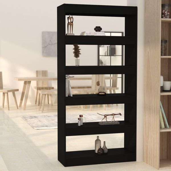 The Living Store Libreria/Divisorio Nero 80X30X166 Cm Materiale In Legno-image