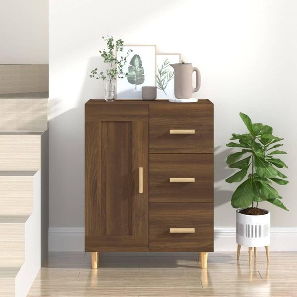 The Living Store Credenza Look Rovere Marrone 69,5X34X90 Cm Materiale In Legno-image