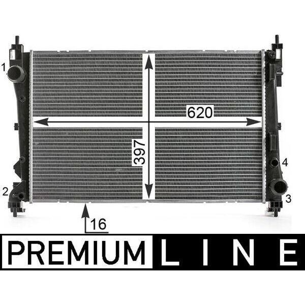 Mahle Cr 2003 000P Radiatore Radiatore Acqua Radiatore Motore Per Opel Combo Furgone/Station Wagon (X12) Combo Combi / Tour (X12) Per Fiat Doblo Furgone/Station Wagon (263)-image