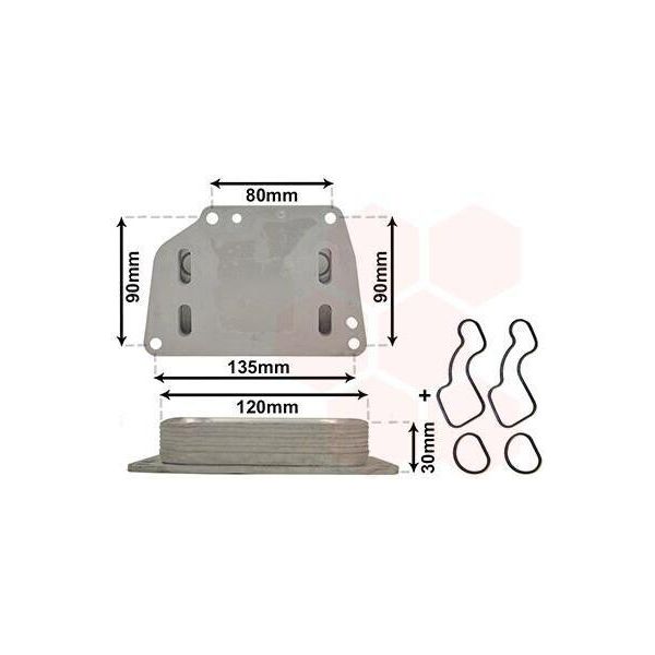 Van Wezel 17013705 - Radiatore Olio Oe 1616315180 Per Mito (955), Nemo, Qubo, Panda, Fiorino, Doblo, 500X (334), 500L (351, 352), Combo Tour (X12), Combo (X12), Bipper Tepee, Bipper (Aa)-image