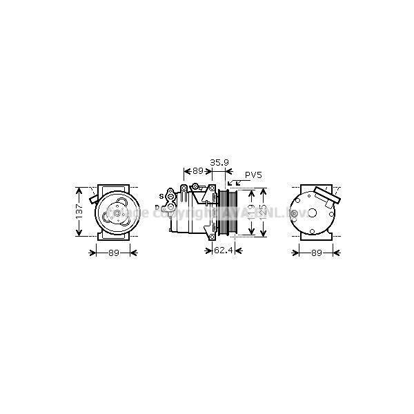 Prasco FDAK433 - Compressore Aria Condizionata Oe 1388316 Per Focus C-Max (DM2), Focus Ii, Kuga I, C30 (533), C70 Ii Cabriolet (542), S40 Ii (544), V50 (545)-image