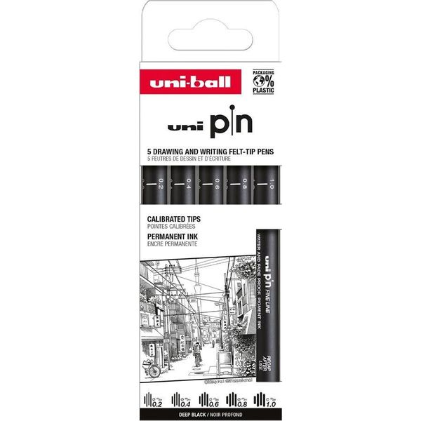 Uni-Ball PIN/5 Pf ASP009 Uni-Ball Fineliner Pin ASP009, Set Da 5-image
