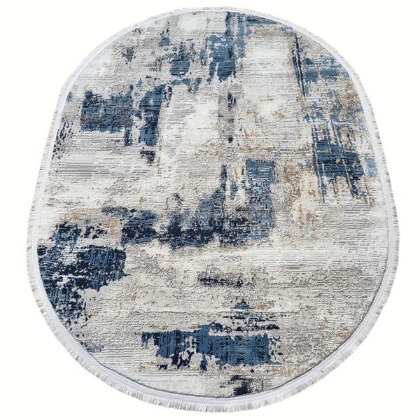 Tappeto Ovale 140X190 Cm Stefano - Blu / Grigio-image