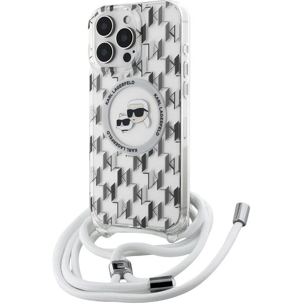 Karl Lagerfeld Klhmp16Xhckcklct Iphone 16 Pro Max 6.9 Transparent Hardcase Iml Crossbody Monogram Karl & Choupette Head Magsafe-image