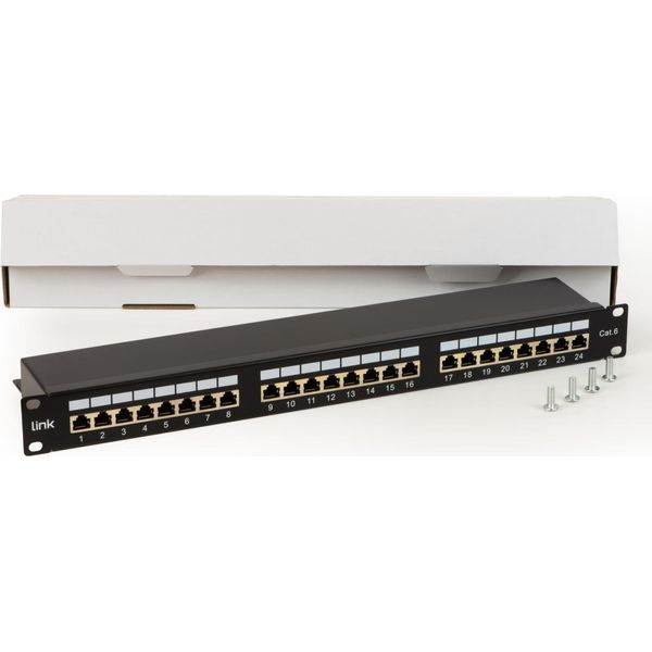 Link Pannello Patch LKP624S 24 Porte Cat6 Schermato RJ45 Nero Per Montaggio Rack-image