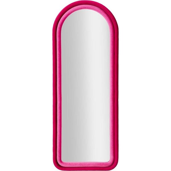 Specchio Da Parete Con Cornice In Tessuto Curvato 160X60X4 Cm Cloe - Fucsia-image
