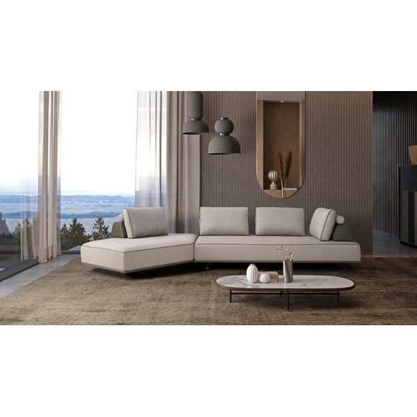Divano Ad Angolo Divano Da Salotto A L Divano Imbottito Divano In Tessuto Grigio Divano Moderno-image